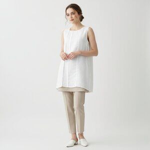 Stella Carakasi Womens Xsmall Sleeveless Linen Ivory Tunic